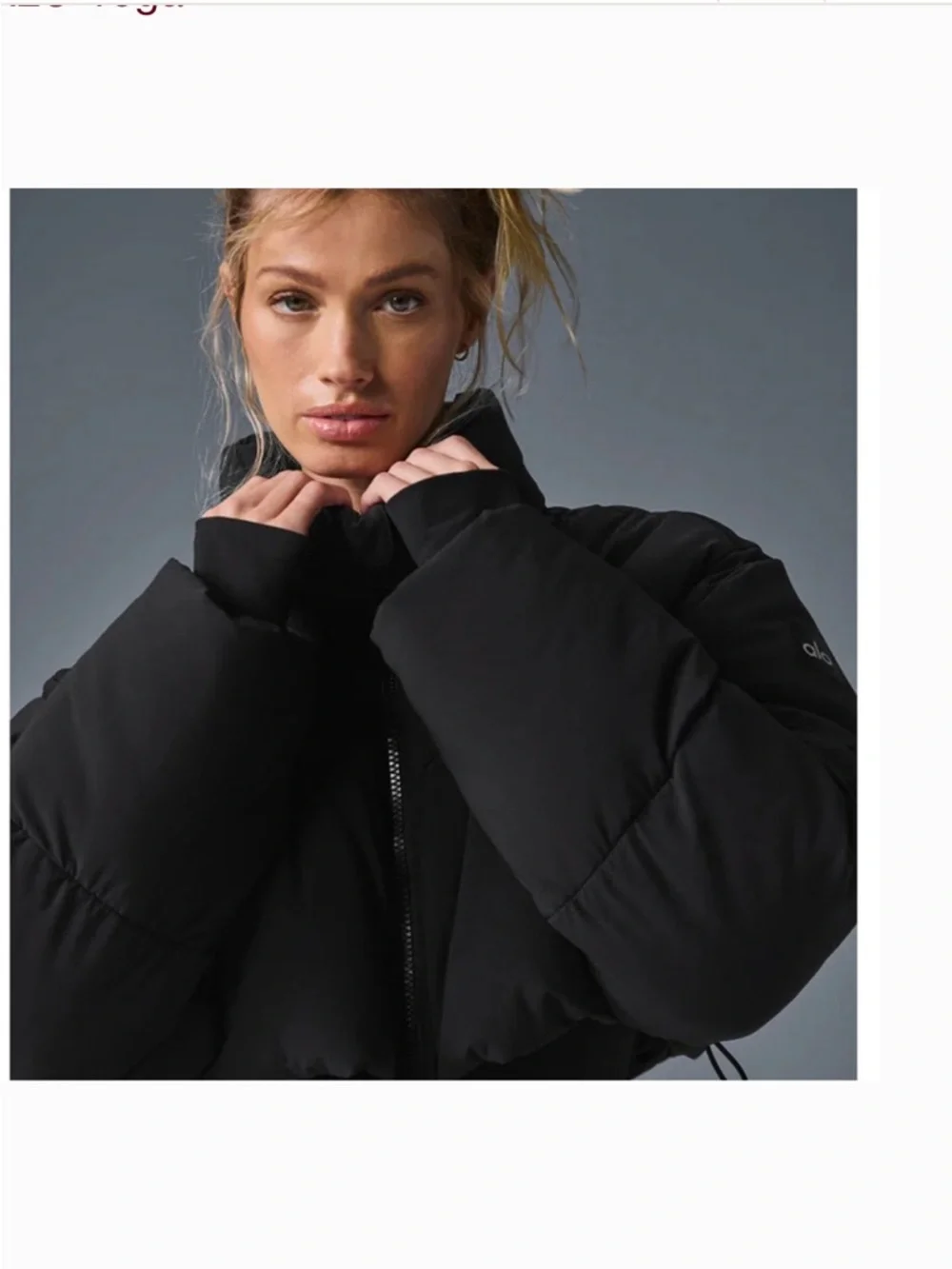 ALO Yoga Corset Cropped Puffer Jacket Black XS Like New